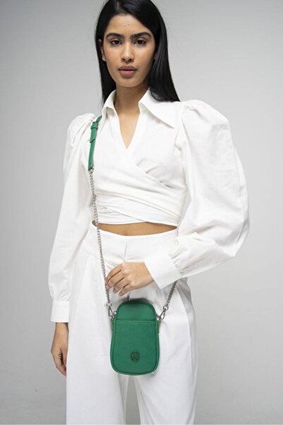 Valentino Orlandi Зелена сумка через плече з монограмою для жінок - Vlt042