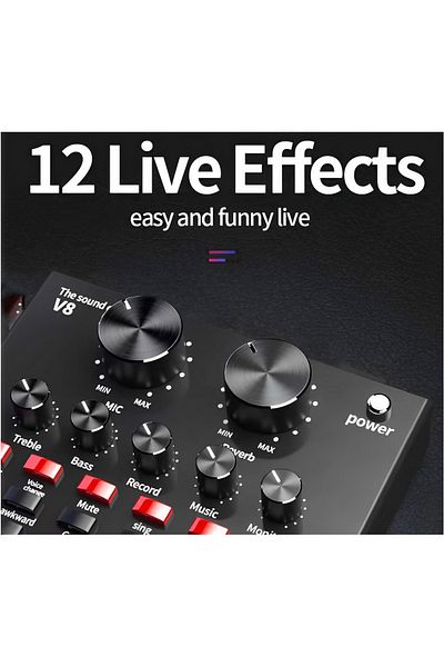 fulina Multifunctional Professional Live V8 Sound Card Microphone Set PZM-Mic 02-BM 800 Multicolour