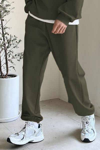ruNadeS Χακί Unisex Πλεκτό Φούτερ - 3 νήματα, Ελαστικό πόδι