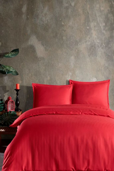 Vertigo Saten Nevresim Takımı Çift Kişilik Otel Ve Ev Tipi , Çizgili Nevresim Takımı, 4 Parça, Yıkanabilir