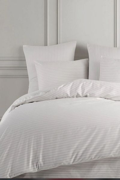 Vertigo Double Satin Duvet Cover Set - Hotel and Household, Striped, 4 Pieces, Washable