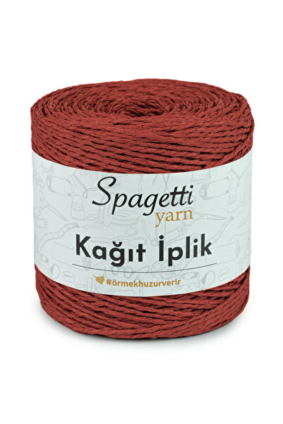 Spagettiyarn Kağıt İp Koyu Mercan El Örgü İpliği