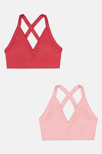 Comfort by Real Women 2 Pieces Grommet Detail Lightly Padded Bralette, Red