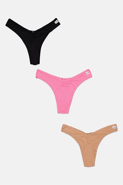 Bcbgeneration Women 3 Pack Plain Panty, Pink