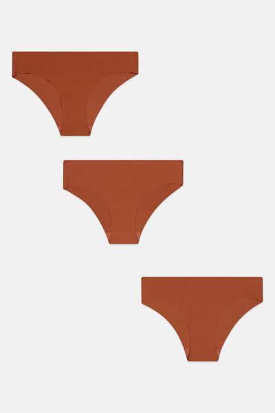Bebe Women 3 Pack Solid Pantie, Brown