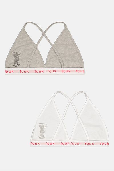 French Connection Women2 Piece Non Padded Bralette, White
