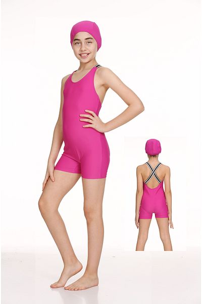 pistyle Girl's Swimmer with Back Strap +40 Factor Solar UV DriedLight Fuchsia Overalls Swimsuit