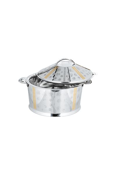 ALSAIF Inner Stainless Steel Casserole, Insulated Hot Pot, Keep Food Hot & Fresh, 3.5 Liter, Silver/gold