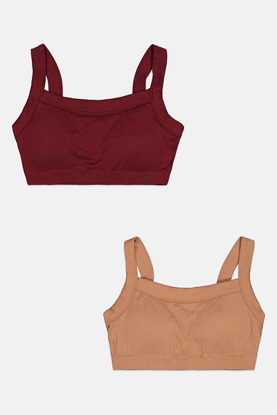 Comfort by Real Women 2 Piece Padded Textured Bra, Maroon