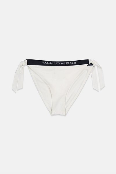 Tommy Hilfiger Women Plain Tie Pull On Bikini Bottom, White