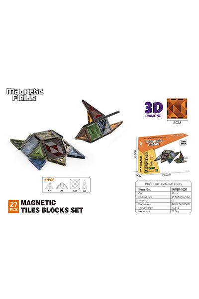 Magnetic Fields Magnetic Tiles Blocks Set-27 Pcs