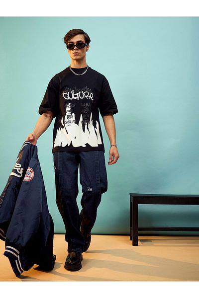 Mascln Sassafras By Styli Front Graphic Print Oversized T-Shirt