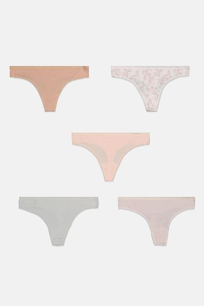 Tahari Women 5 Pack Spandex Thong, Pink