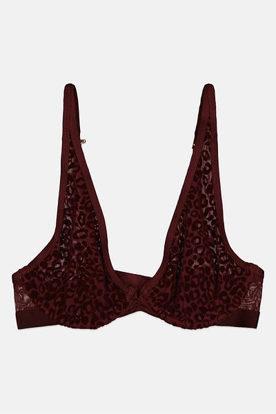 aerie Women Textured Non-padded Wired Bra, Maroon