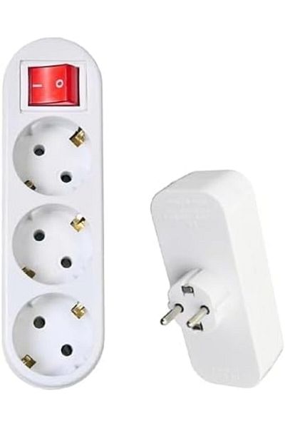 STOREMAX Network Golyat Switched Buttoned 3 Gang Socket Plug Socket Grounded Multiple Coupler Wireless