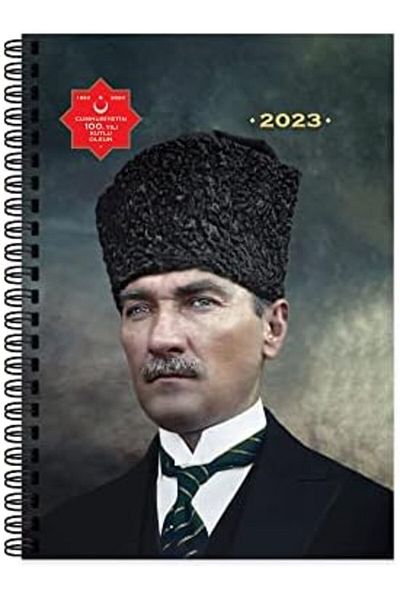 STOREMAX MU-ARTSHOP Έγχρωμο 2023 Atatürk Ημερήσιο Σπιράλ Ατζάντα - Κεφαλαμοντέρνος, 17x24 cm tnca 871301