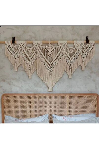 zeytin makrome Makrome Büyük Boy Yatak Başlığı Duvar Süsü 150x60cm