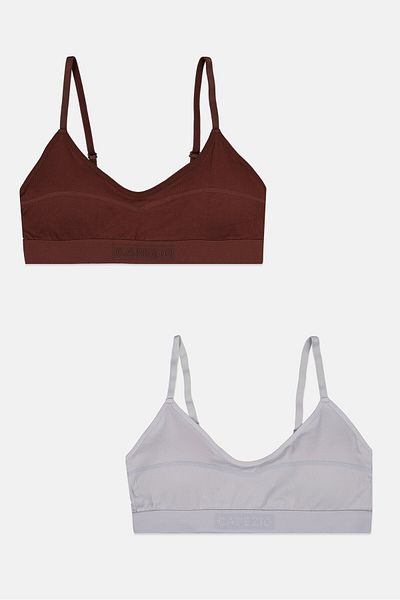 Capezio Women 2 Pieces Brand Logo Lightly Padded Bra, Brown