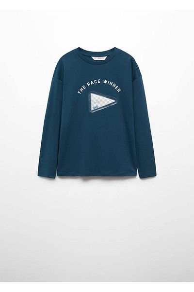 MANGO Kids Pánské tričko57066729 – Petrolovo modré