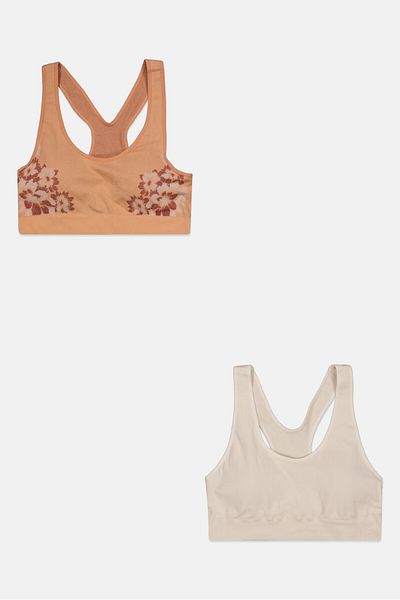 Comfort by Real Women 2 Pieces Padded Printed Bra, Tan