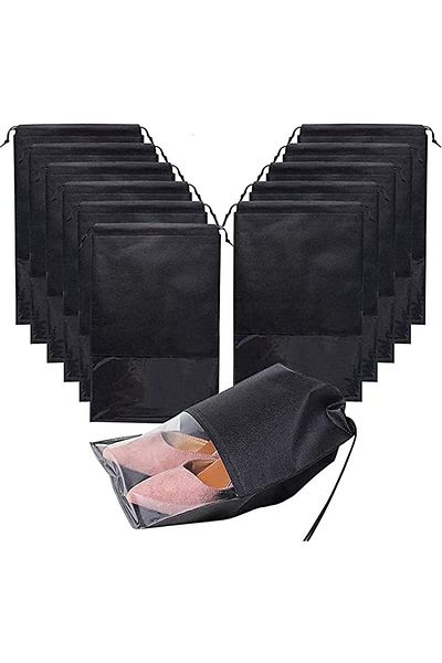 fulina 12 Pcs Large Travel Storage Shoe Bag, Waterproof for Gym Traveling, Non-Woven with Rope