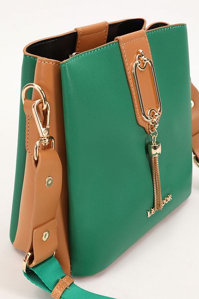 Levidor GRASS GREEN - Geantă de umăr cu ciucuri CAMEL