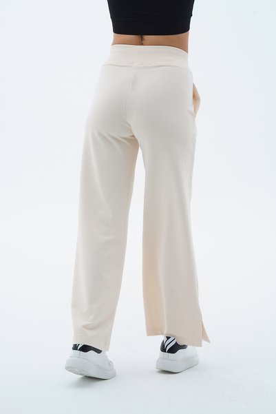 George Phoenix Daily Core - Beige High Waist Wide Leg Women's Palazzo Sweatpants