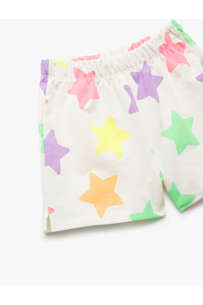Koton Beli Lastikli Pamuklu Cep Detaylı Yıldız Desenli Şort
