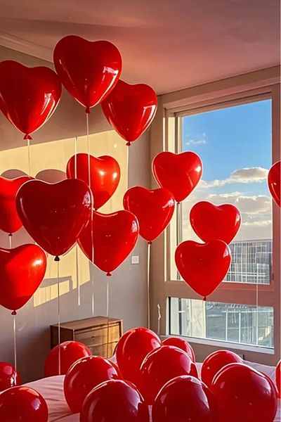 BeySüS Red Latex Balloon with Heart 10Pcs