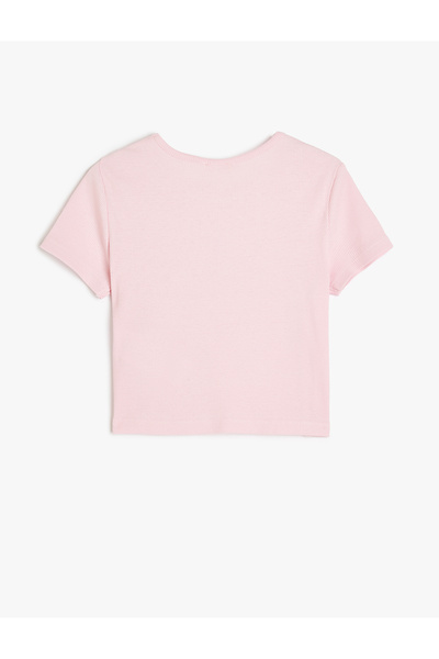 Koton Cherry Printed Short Sleeve Crew Neck Pink Girl's T-Shirt 5Skg10227Ak