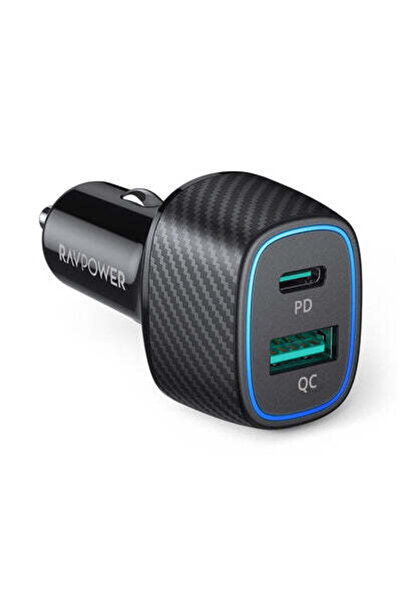 RavPower شاحن سيارة RAVPower RP-VC009 ثنائي المنفذ QC24W+PD36W بقوة 60 وات
