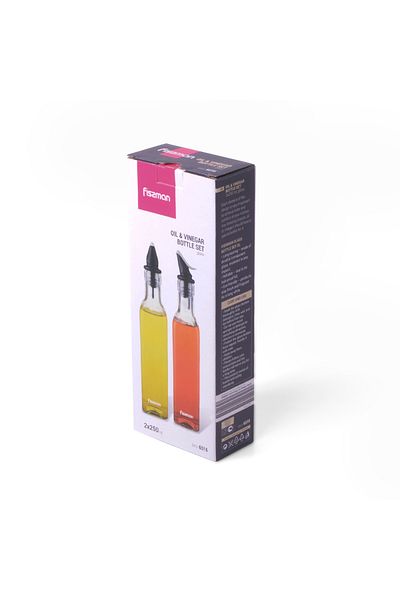 Fissman Olive Oil and Vinegar Dispenser Bottle Set of 2 250mL Condiment Set Dishwasher Safe