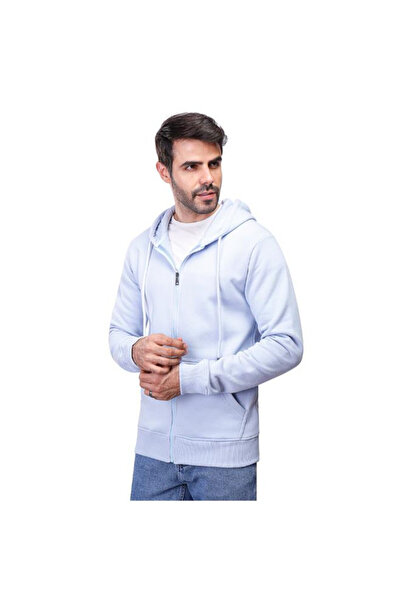 COUP Men Plain Sweatshirt With Zipper Closure 1600240-Skyblue M