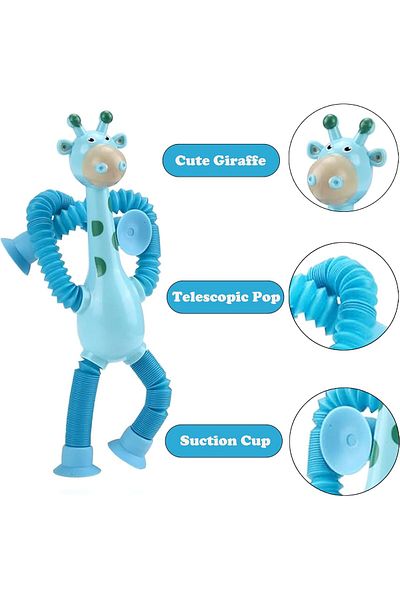 AWH Telescopic Suction Cup Giraffe Toy, 8-Pack Pop Tube Sensory Toys for Kids, Party Favors & Gifts