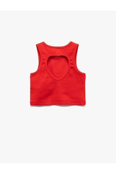Koton Cotton Sleeveless Ribbed Crop Undershirt with Window Detail on the Back