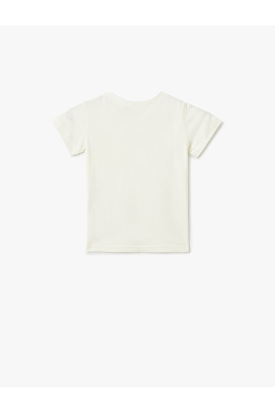 Koton Cotton Crew Neck Short Sleeve Ecru Baby Girl T-Shirt 5Smg10105Ak