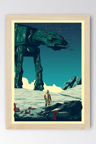 Saturn Star Wars Framed Painting - Space Wars Fim Poster Painting