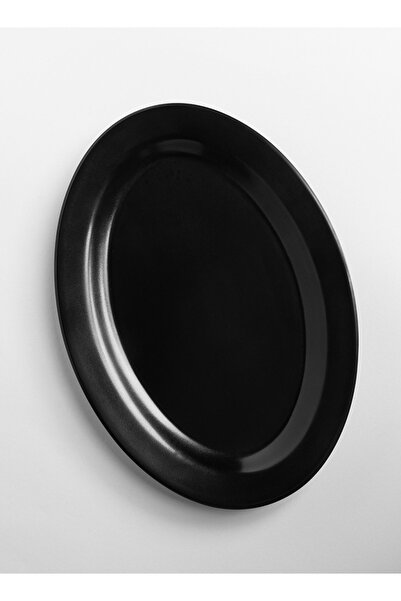mastergold ( 35 CM ) 3 Piece Premium Melamine Oval Serving Plate Black Easy to Store Durable Shatterproof