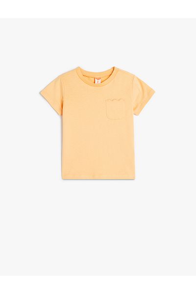 Koton Cotton Crew Neck Short Sleeve Basic T-Shirt with Pocket Detail