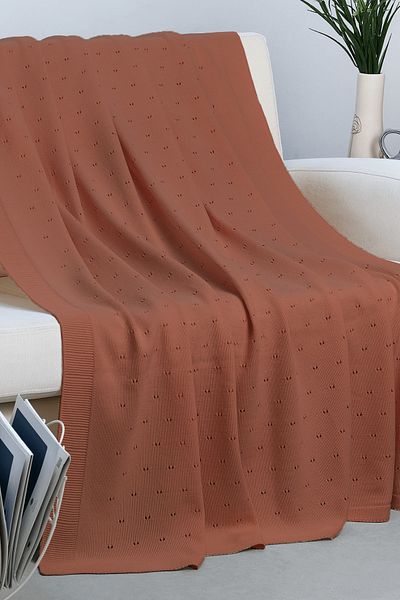 DALİSA Lightweight Breathable Knitted Tv Blanket - Seat Cover, Openwork Pattern