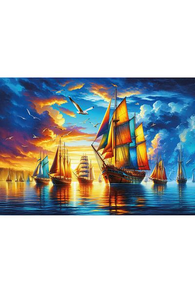 Art Puzzle لغز ميناء الإبحار الملون 500 قطعة