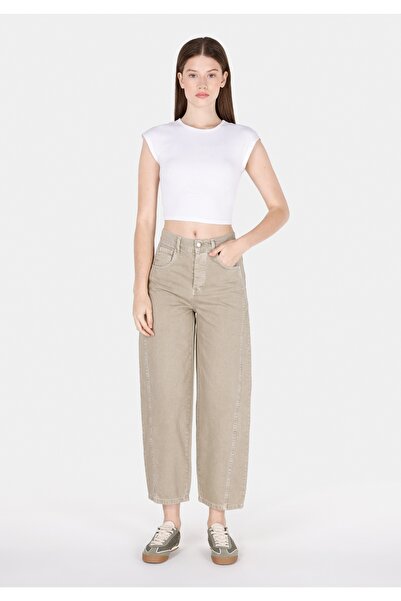 Colin's Pantaloni verzi pentru femei, cu talie medie și picior larg, model Ba...