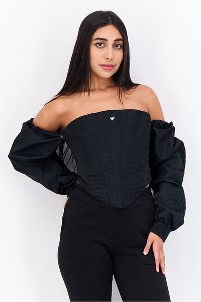 adidas Women Sportswear Fit Long Sleeves Outdoor Corset Top, Black