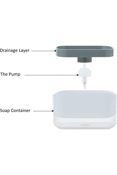 AWH Soap Pump Dispenser and Sponge Holder, 12 Ounces / 350ml Dish Soap Dispenser for Kitchen,White