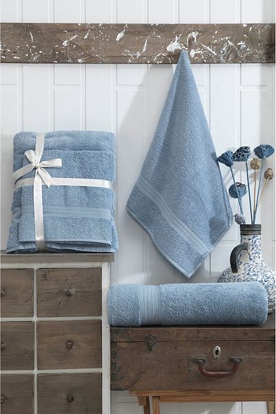Eponj Home Set prosoape de baie Indigo Blue DS 90x160cm și 50x90cm - Pachet de 2