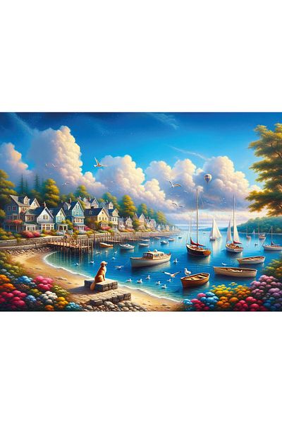Art Puzzle Happy Sailing Town 260 Piece Puzzle