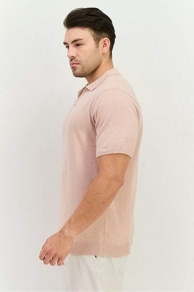 French Connection Men Regular Fit Solid Short Sleeves Polo Shirts, Old Rose