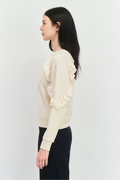 89th + Madison Women Crew Neck Heather Long Sleeves Sweatshirt, Oatmeal