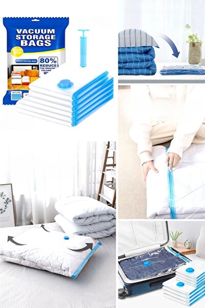 Pastimore Premium Giysi Vakumlu Saklama Torbaları 5'li Set Hava Almayan Hurç