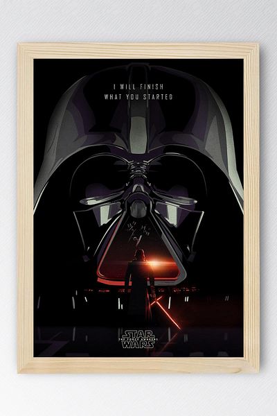 Saturn Star Wars Darth Vader Framed Painting - Space Wars Fim Poster Painting